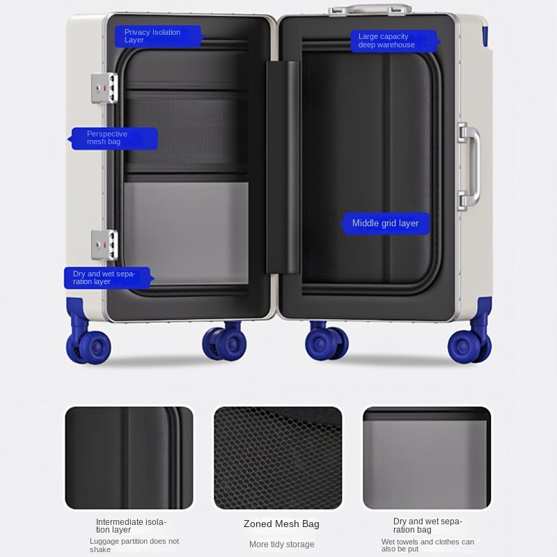 Front-opening Luggage Wide Han - Aluminum Frame Carry On Luggage review and price
