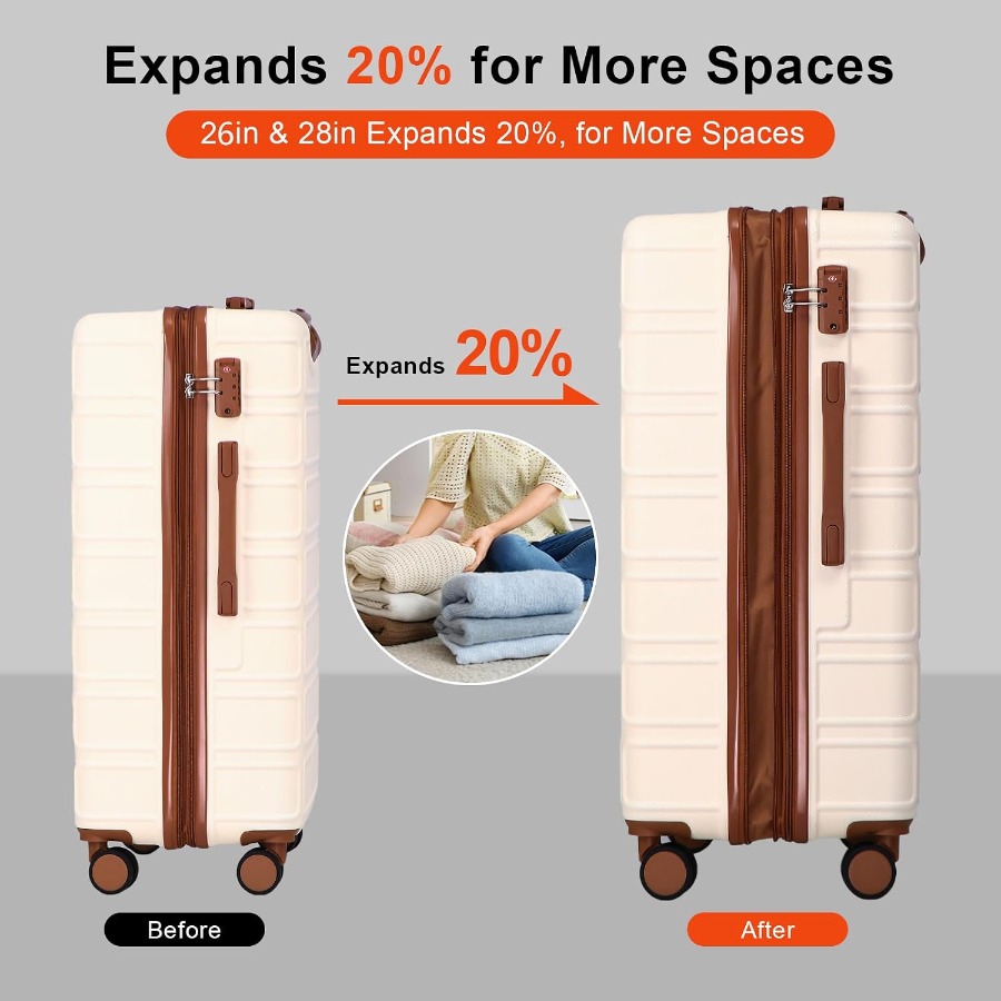 4 Pcs Luggage Set Expandable A - Expandable Hard Shell Luggage Set review and price