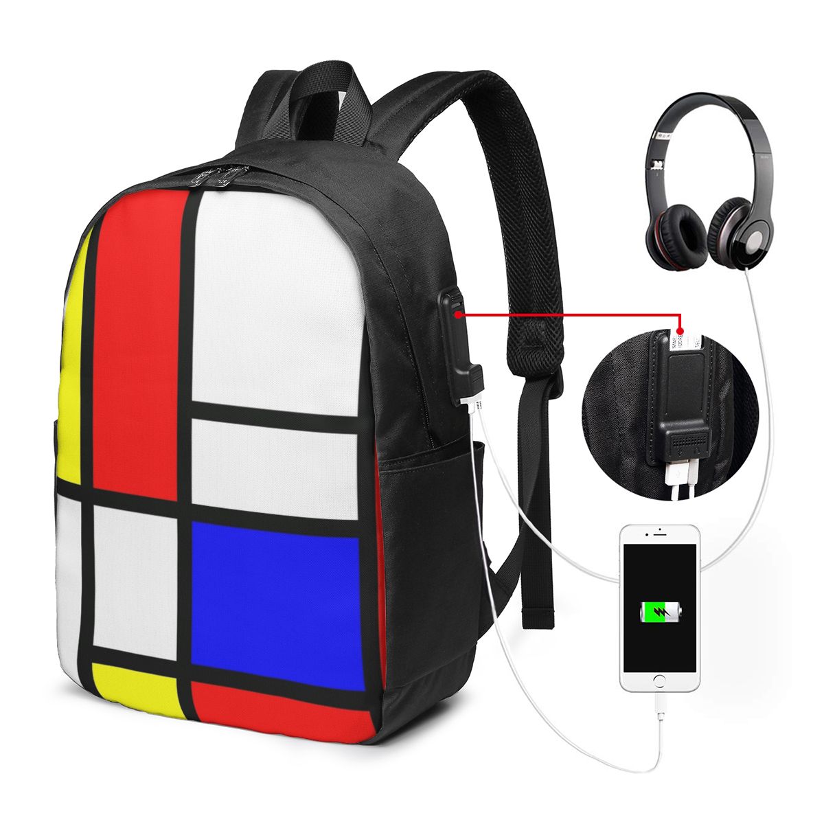 Piet Mondrian Composition  Bac - Backpacks review and price