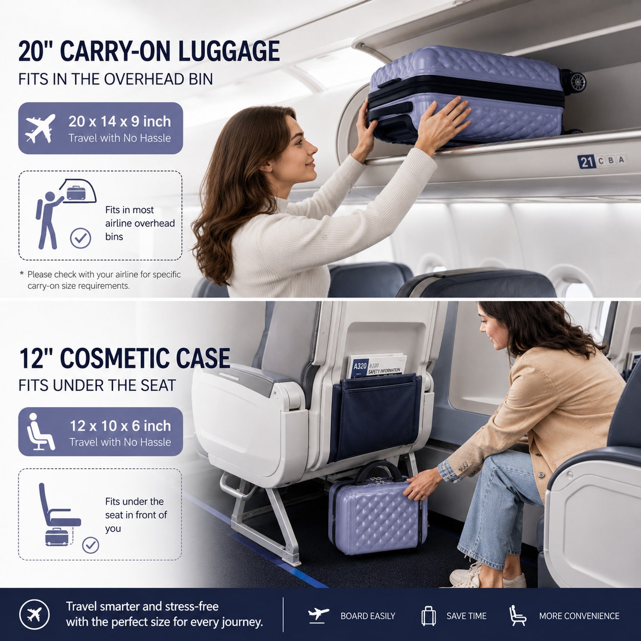 2PCS Carry On Luggage Set, 20  - Cabin Size Lightweight Travel Trolley review and price